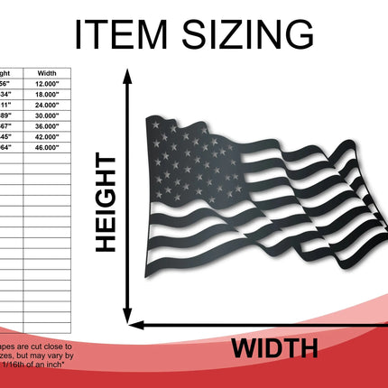 Metal American Flag Wall Art | Metal USA Sign | Indoor Outdoor | Up to 46" | Over 20 Color Options - Phoenix Fire Art Store