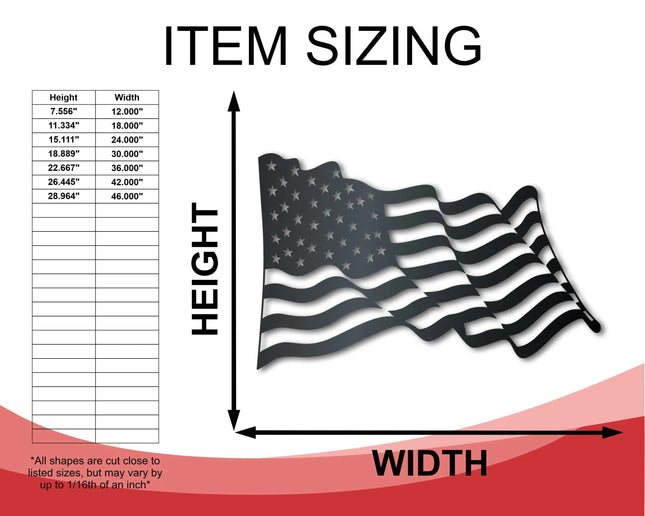Metal American Flag Wall Art | Metal USA Sign | Indoor Outdoor | Up to 46" | Over 20 Color Options - Phoenix Fire Art Store