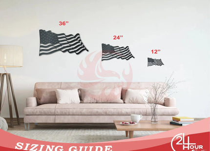 Metal American Flag Wall Art | Metal USA Sign | Indoor Outdoor | Up to 46" | Over 20 Color Options - Phoenix Fire Art Store