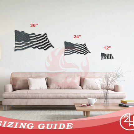 Metal American Flag Wall Art | Metal USA Sign | Indoor Outdoor | Up to 46" | Over 20 Color Options - Phoenix Fire Art Store