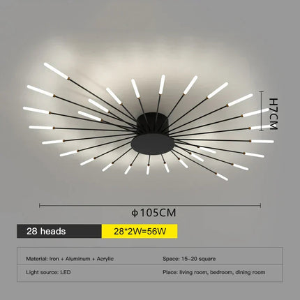 DecorBites™ LED Fireworks Chandelier: Modern Ceiling Lamp for Home Decor, Black Kitchen Lighting Fixtures Decorbites