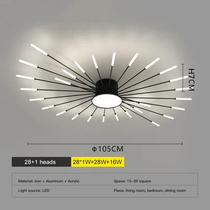 DecorBites™ LED Fireworks Chandelier: Modern Ceiling Lamp for Home Decor, Black Kitchen Lighting Fixtures Decorbites