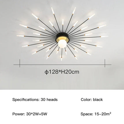 DecorBites™ LED Fireworks Chandelier: Modern Ceiling Lamp for Home Decor, Black Kitchen Lighting Fixtures Decorbites