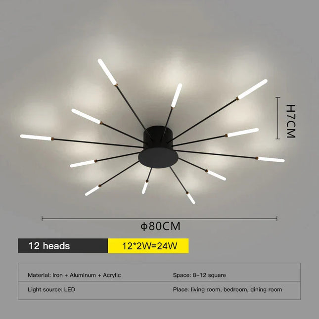DecorBites™ LED Fireworks Chandelier: Modern Ceiling Lamp for Home Decor, Black Kitchen Lighting Fixtures Decorbites