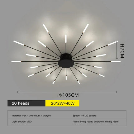 DecorBites™ LED Fireworks Chandelier: Modern Ceiling Lamp for Home Decor, Black Kitchen Lighting Fixtures Decorbites