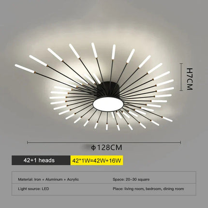 DecorBites™ LED Fireworks Chandelier: Modern Ceiling Lamp for Home Decor, Black Kitchen Lighting Fixtures Decorbites