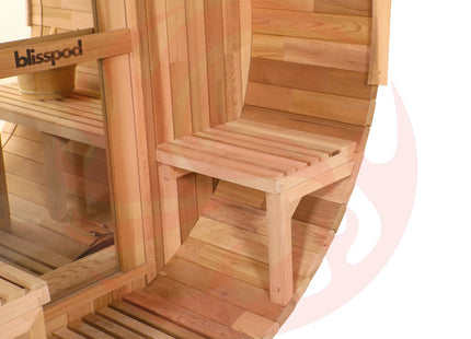 Blisspod, Prague, Canadian Red Cedar Outdoor Steam Barell Sauna, 2-4 / 4-6 persons with Full Glass Back & 2 front Porch seats zoppinh