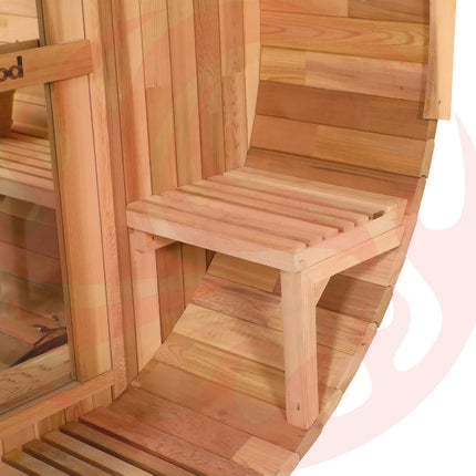 Blisspod, Prague, Canadian Red Cedar Outdoor Steam Barell Sauna, 2-4 / 4-6 persons with Full Glass Back & 2 front Porch seats zoppinh