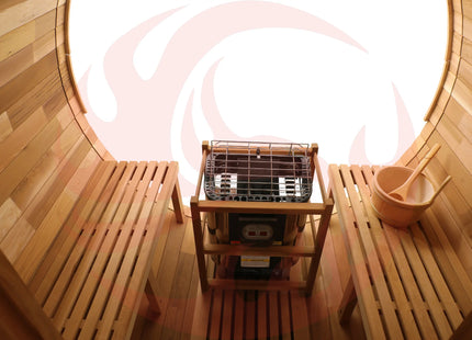 Blisspod, Prague, Canadian Red Cedar Outdoor Steam Barell Sauna, 2-4 / 4-6 persons with Full Glass Back & 2 front Porch seats zoppinh