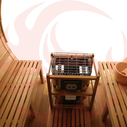 Blisspod, Prague, Canadian Red Cedar Outdoor Steam Barell Sauna, 2-4 / 4-6 persons with Full Glass Back & 2 front Porch seats zoppinh