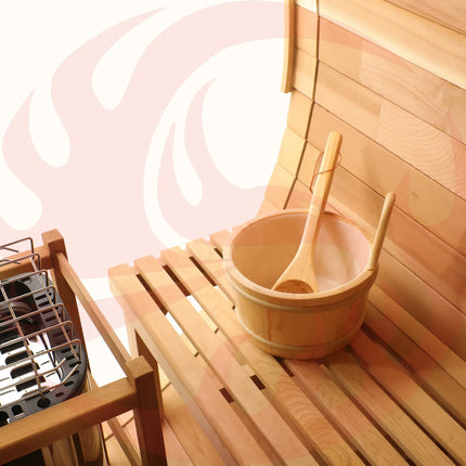 Blisspod, Prague, Canadian Red Cedar Outdoor Steam Barell Sauna, 2-4 / 4-6 persons with Full Glass Back & 2 front Porch seats zoppinh