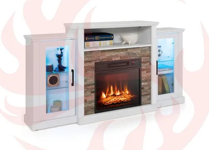 Fireplace TV Stand with 16-Color Led Lights for TVs up to 65 Inch-White VYSN