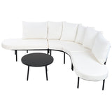 Patio Half-Moon Curved Outdoor Furniture Sofa Set with Coffee Table - Phoenix Fire Art Store