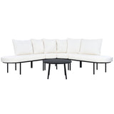 Patio Half-Moon Curved Outdoor Furniture Sofa Set with Coffee Table - Phoenix Fire Art Store