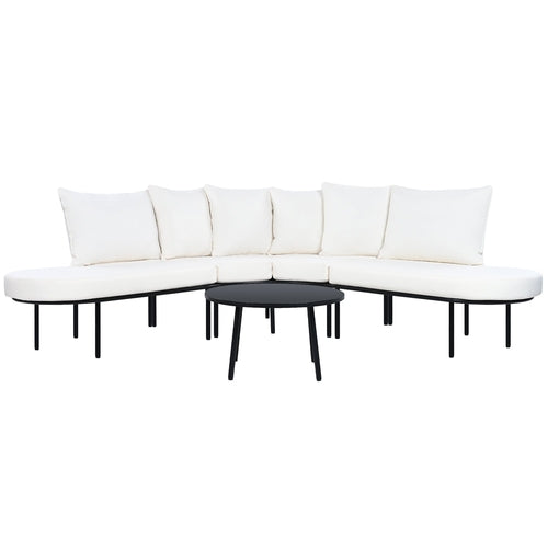 Patio Half-Moon Curved Outdoor Furniture Sofa Set with Coffee Table - Phoenix Fire Art Store
