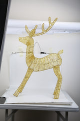 1Pc Lighted Christmas Reindeer & Sleigh Indoor Outdoor Christmas Decoration Christmas Lighted Display With 8 Lighting Modes