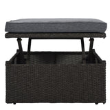 U Style Patio Rectangle Daybed With Canopy, Wicker Sectional Seating - Phoenix Fire Art Store