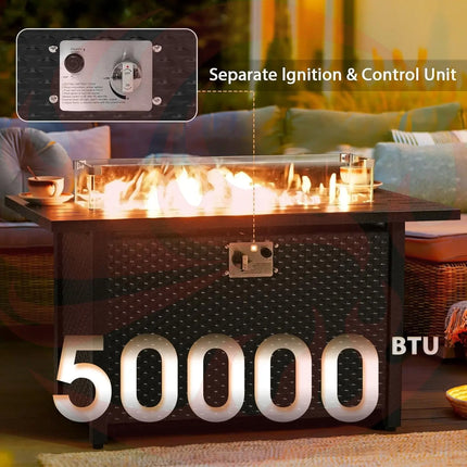 Outdoor Rattan Furniture Set with 45 Inch Fire Pit-1