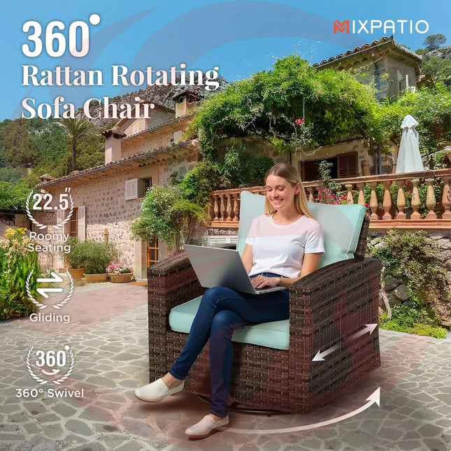 Swivel Glider Patio Furniture Set with Fire Pit-1