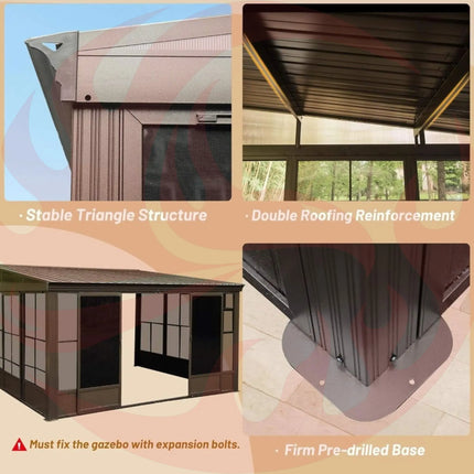 [10x12FT] Alora Premium Against Wall Mounted Solarium Sunroom With Galvanized Steel Sloping Roof (SAK96375) SAKSBY WHOLESALE
