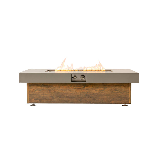 Alora Luxury 48-Inch Outdoor Wood Grain Iron Fire Pit Table With Lava Rocks (SAK37905)