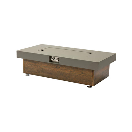 Alora Luxury 48-Inch Outdoor Wood Grain Iron Fire Pit Table With Lava Rocks (SAK37905)