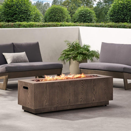 Alora 48" Outdoor Propane Fire Pit Table - 50,000 BTU Rectangle Gas Fire Pit with Lava Rocks