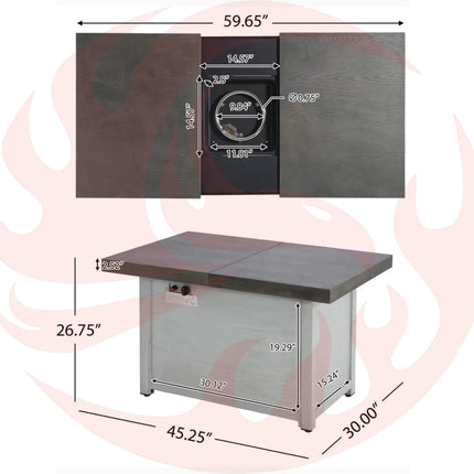 Alora Premium 50K BTU Rectangle Outdoor Aluminum Fire Pit Table (SAK70248) - Phoenix Fire Art Store