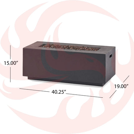 Alora Premium Outdoor Contemporary 40K BTU Rectangular Propane Gas Fire Pit Table (SAK96153) SAKSBY WHOLESALE