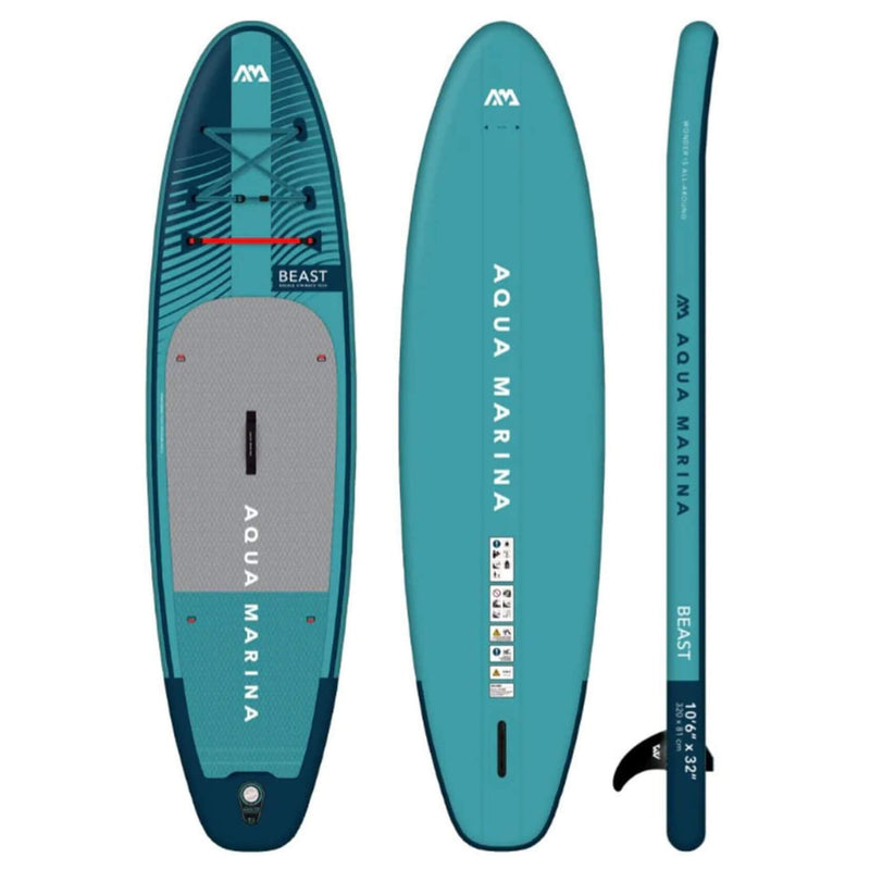 Aqua Marina Beast BT-23BEP Advanced All-Around Inflatable SUP With Carbon Hybrid Paddle, 10FT (SAK89512)
