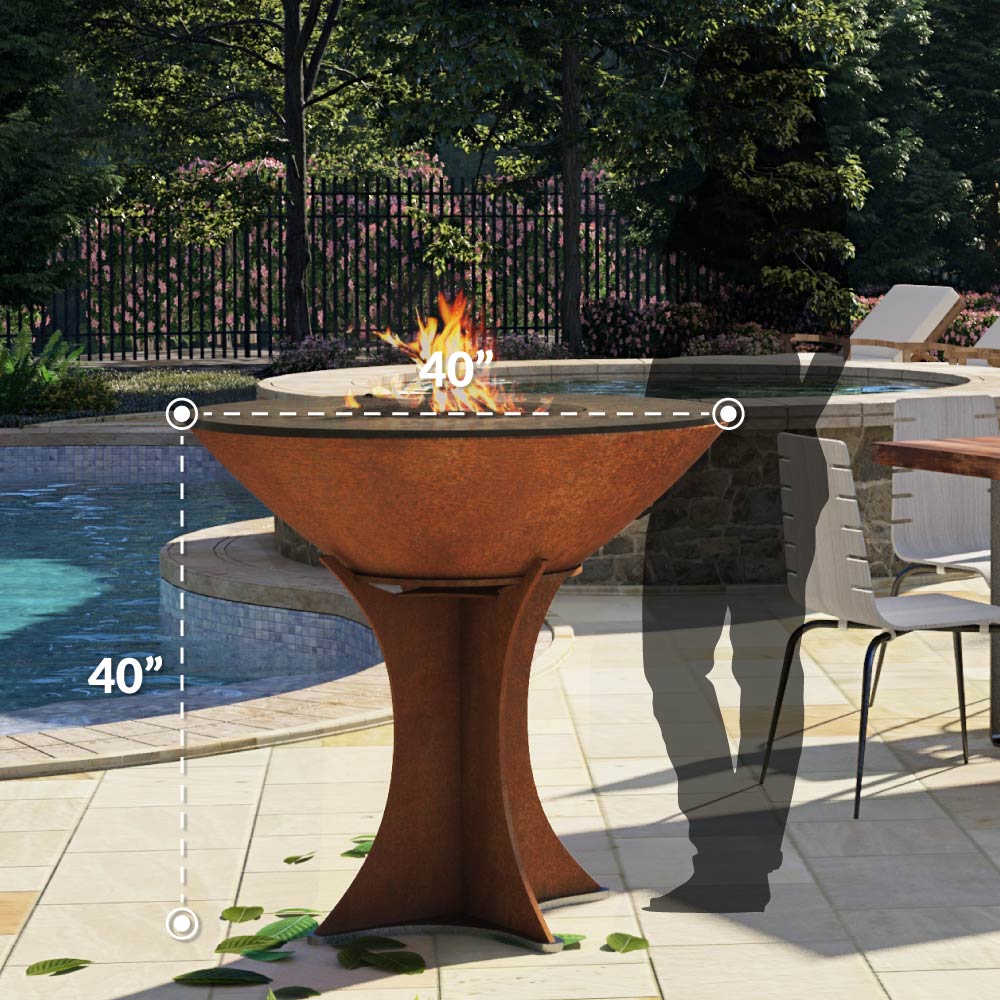Arteflame XXL 40" Flat Top Grill - High Euro Base - Phoenix Fire Art Store