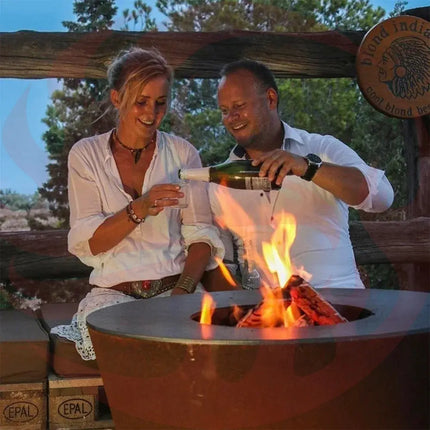 Arteflame Classic 40″ — Round Base Flat-Top Grill & Fire Bowl (CORTEN Steel) - Phoenix Fire Art Store