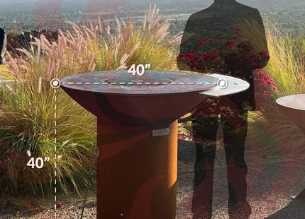 Arteflame Classic 40″ — Round Base Flat-Top Grill & Fire Bowl (CORTEN Steel) - Phoenix Fire Art Store