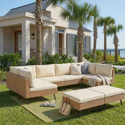 Axis 95.2" Coastal Outdoor Sectional Set, 8-Piece Pamapic