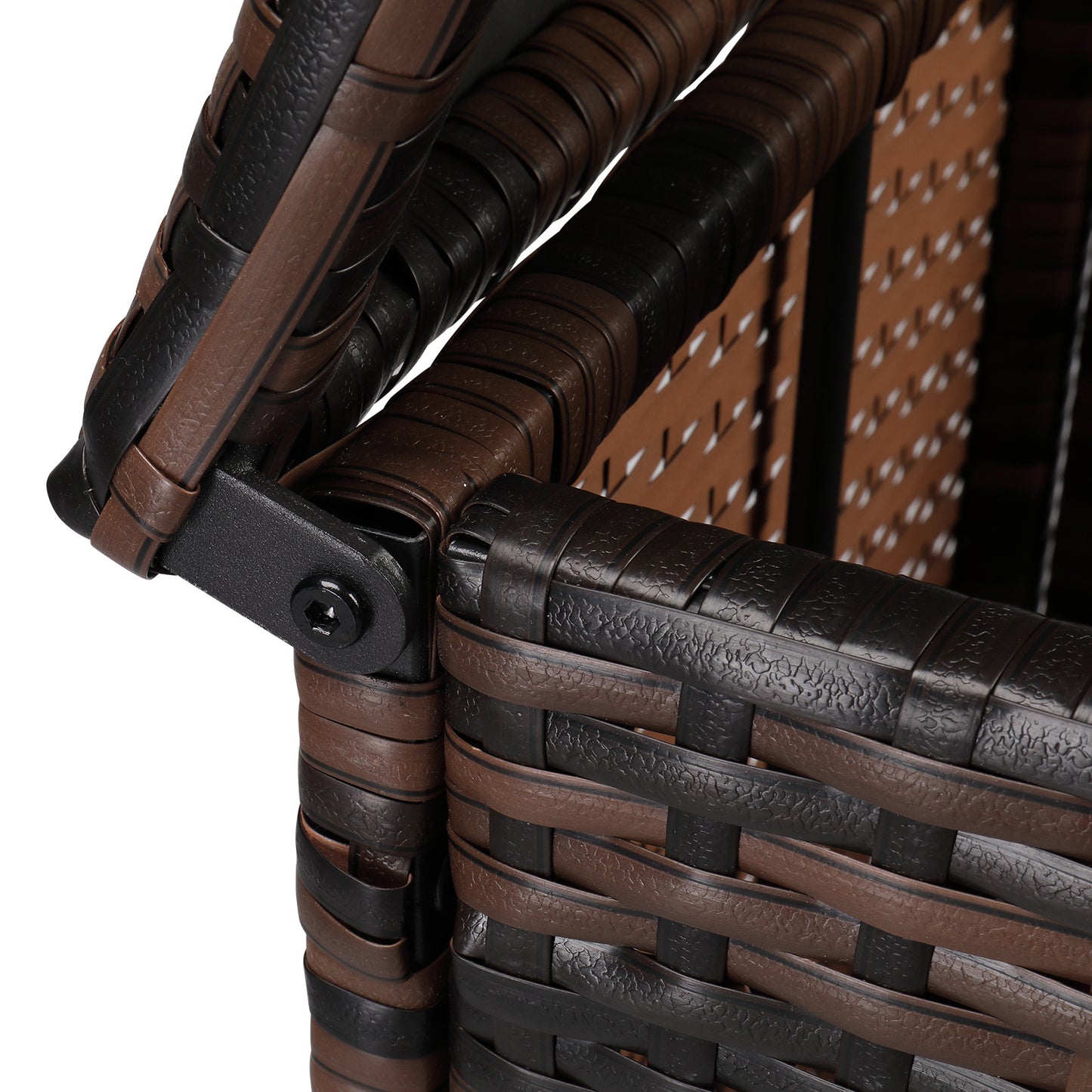 Gas Cylinder Storage, Brown Gradient, Braided Rattan Edging Table, 39.5x39.5x56.5cm