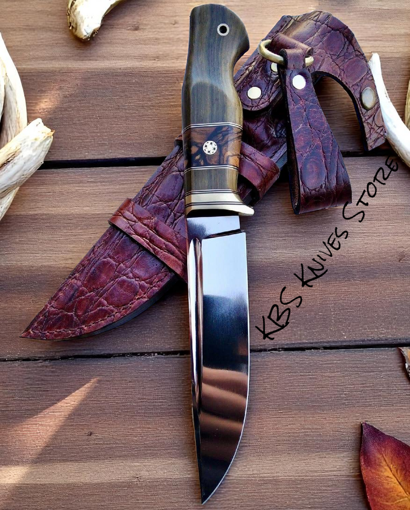 Dawn Stalker – Big hunter knife with mirror-polished D2 steel & walnut-rosewood handle