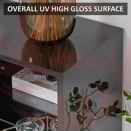 Modern TV Stand with Electric Fireplace and LED Lights - Phoenix Fire Art Store