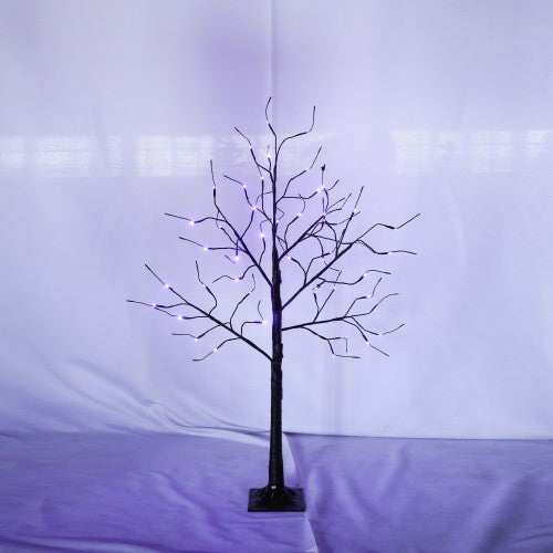 3 Pack Halloween Spooky Tree with Purple Lights, 4FT 5FT And 6FT, Lighted Black Tree for Halloween Decoration