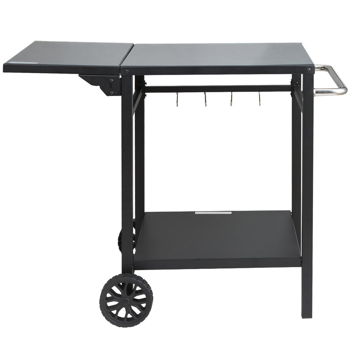 Outdoor Multifunctional Foldable, Portable, Modular Iron Table Top BBQ Grill Dining Cart With Double-Shelf