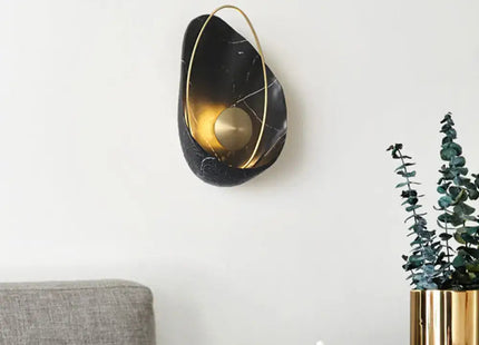 Shell Resin Art Wall Sconce - LED Metallic Ellipse Light Decorbites