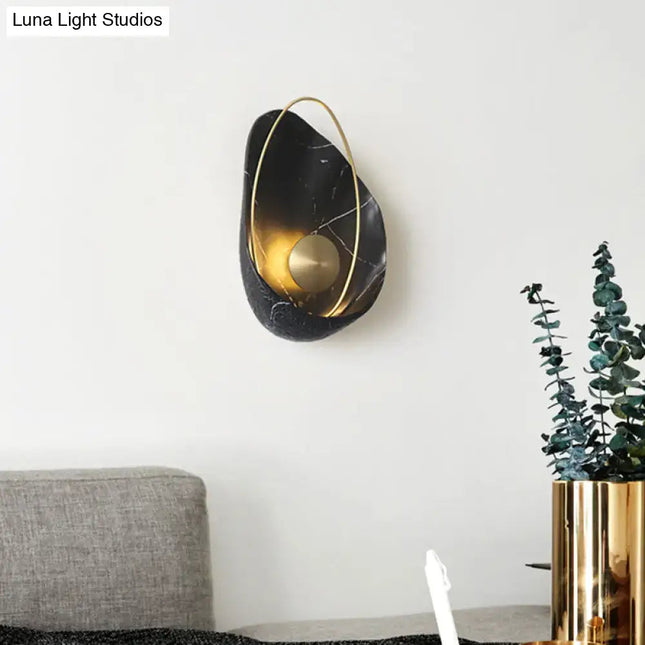 Shell Resin Art Wall Sconce - LED Metallic Ellipse Light Decorbites