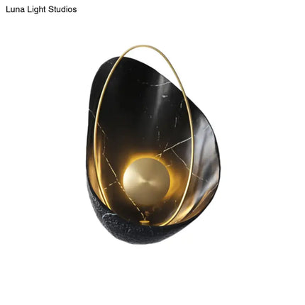 Shell Resin Art Wall Sconce - LED Metallic Ellipse Light Decorbites