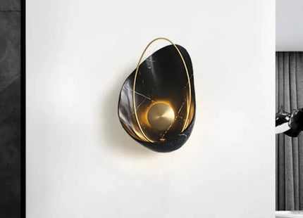 Shell Resin Art Wall Sconce - LED Metallic Ellipse Light Decorbites