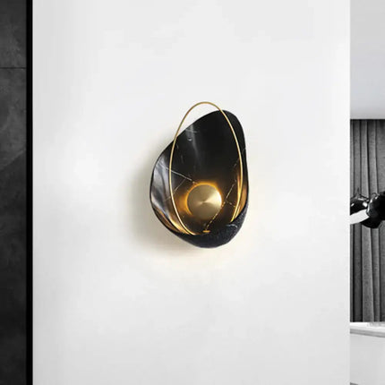 Shell Resin Art Wall Sconce - LED Metallic Ellipse Light Decorbites