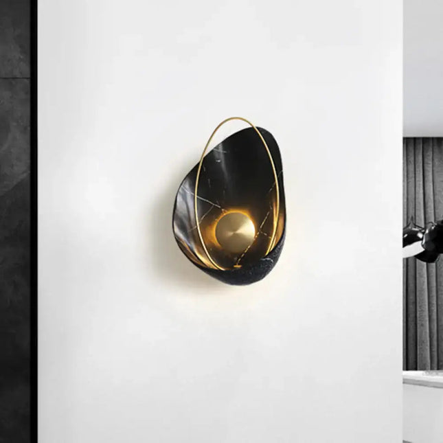 Shell Resin Art Wall Sconce - LED Metallic Ellipse Light Decorbites