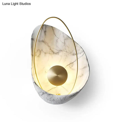 Shell Resin Art Wall Sconce - LED Metallic Ellipse Light Decorbites