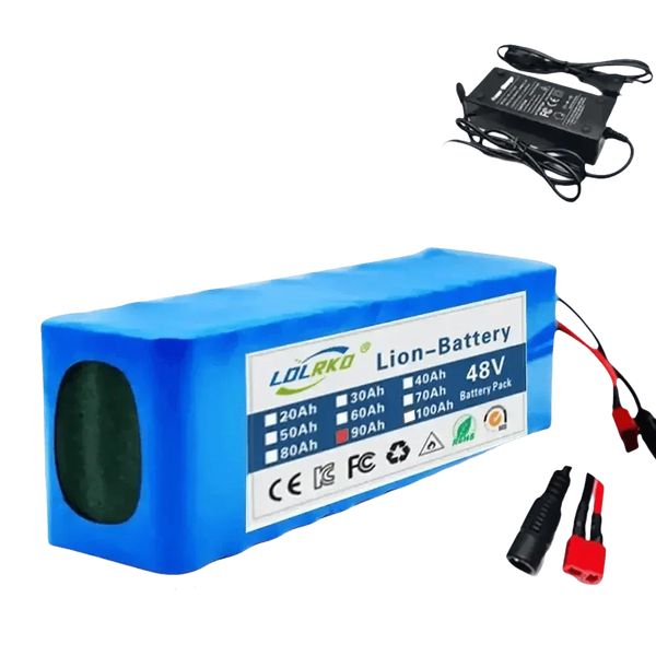 Blue 48V 90Ah Lithium-Ion Battery Pack with Charger