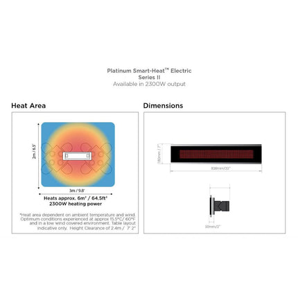 Bromic Heating Platinum Smart-Heat™ Series II 33-Inch 7,900 BTU 240V Electric Patio Heater, 2300W [BH0320003] (SAK42615)