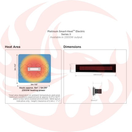 Bromic Heating Platinum Smart-Heat™ Series II 33-Inch 7,900 BTU 240V Electric Patio Heater, 2300W [BH0320003] (SAK42615) - Phoenix Fire Art Store