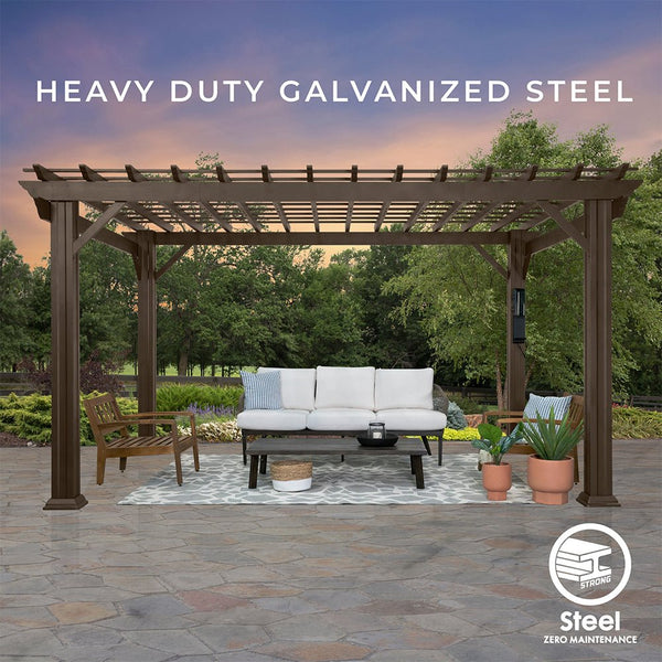[10X12FT] Alora Heavy-Duty Backyard Galvanized Steel Powder Coated Pergola (91358672)